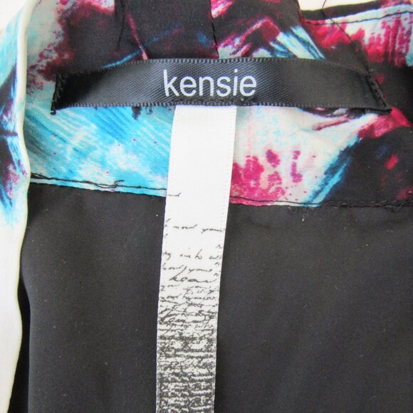 Kensie Faux Wrap Dress - Floral (White Black Red Blue) - Picture 8 of 9